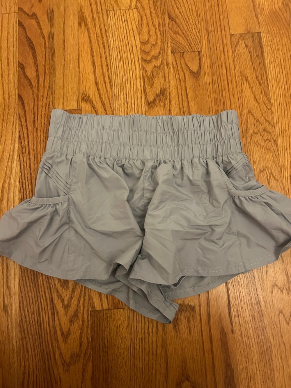 Free People Light Gray Ruffle Athletic Shorts